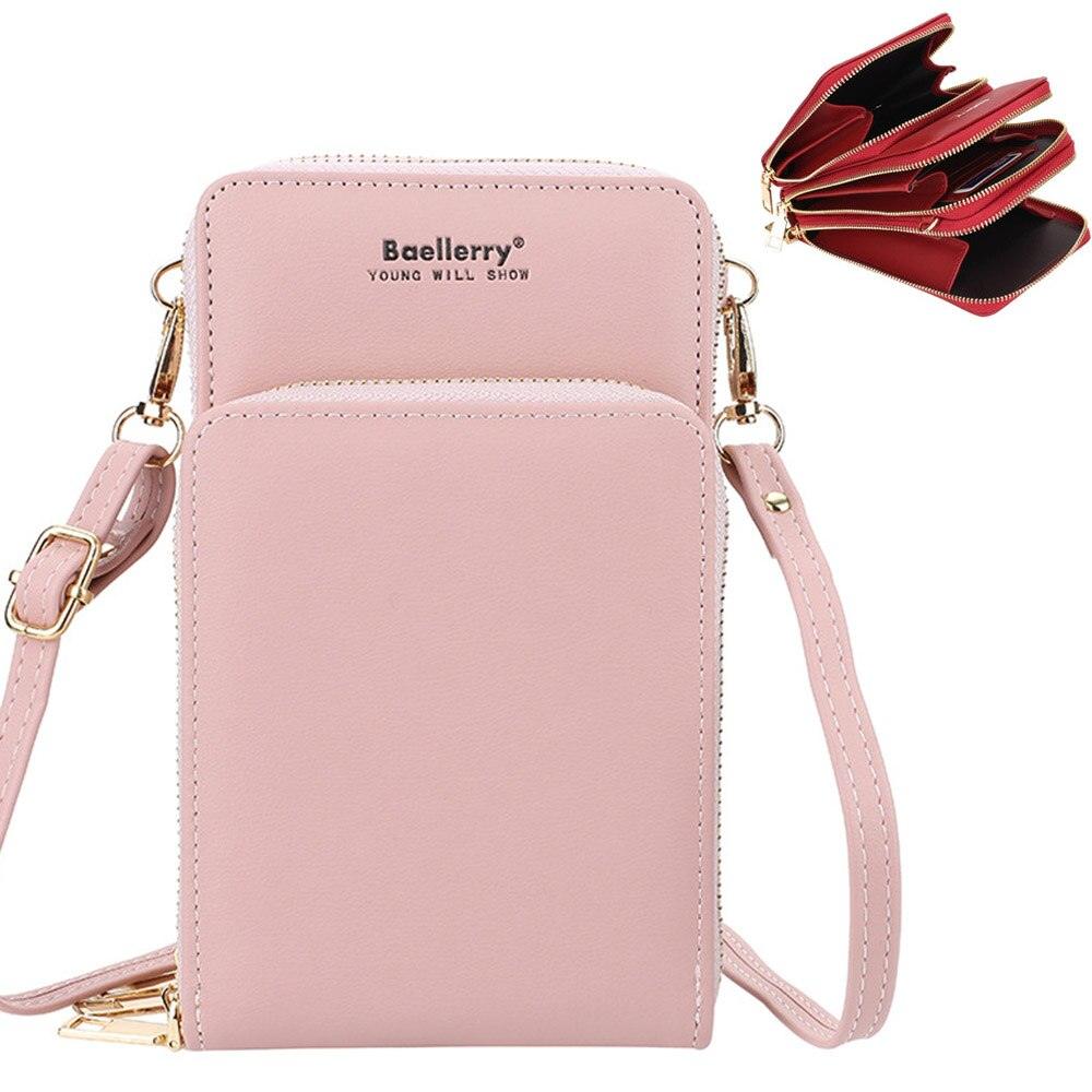 Synthetic Leather Phone Bag with Mini Detail