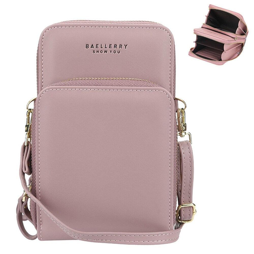 Synthetic Leather Phone Bag with Mini Detail