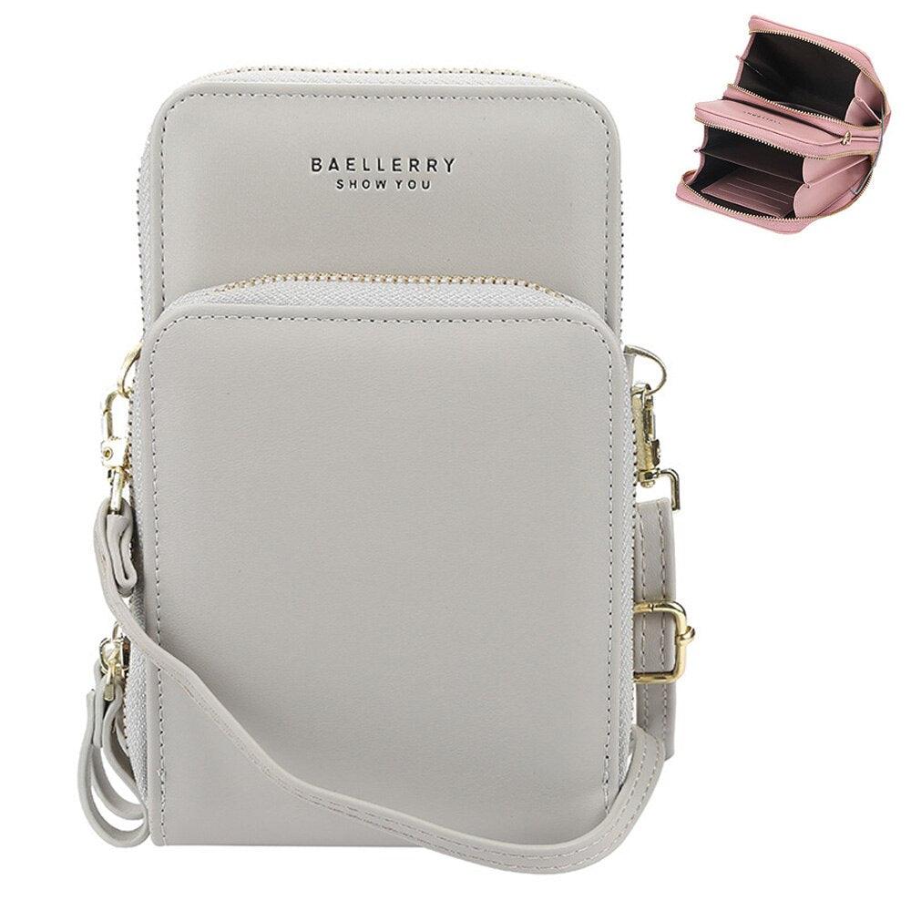Synthetic Leather Phone Bag with Mini Detail