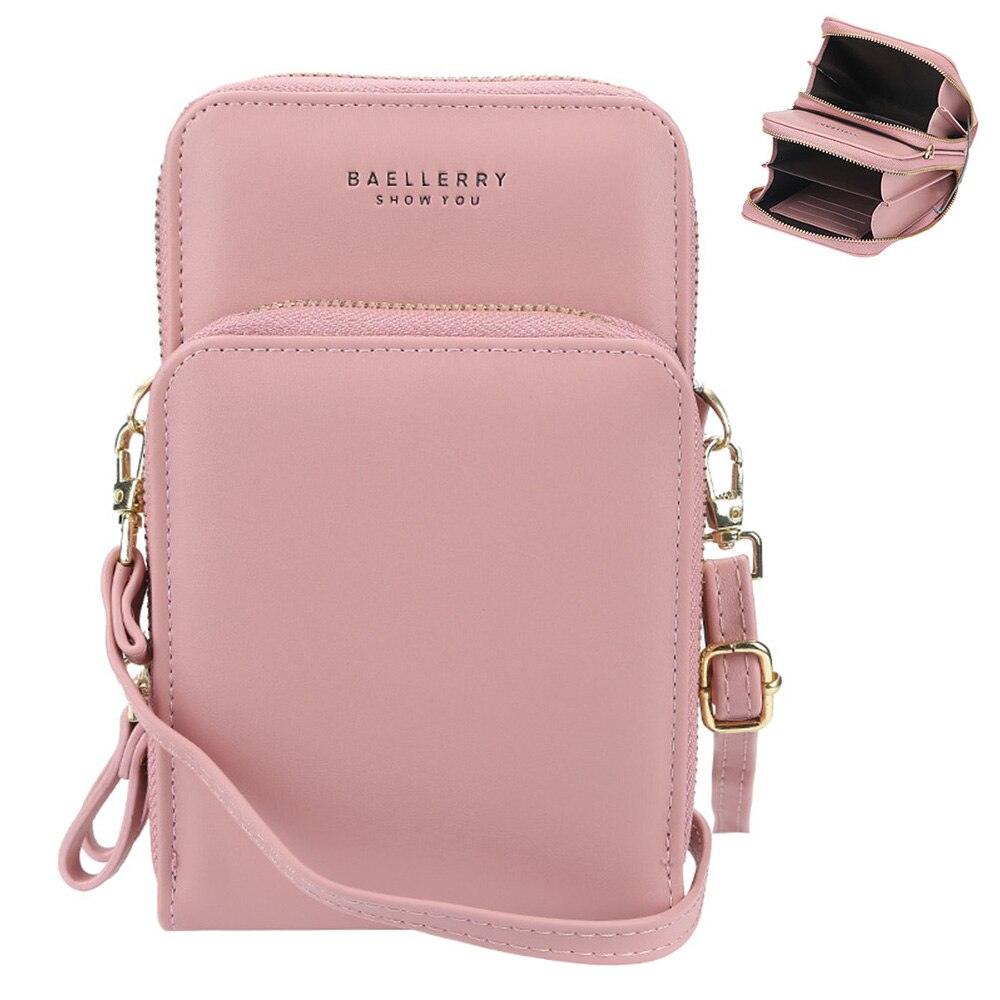 Synthetic Leather Phone Bag with Mini Detail