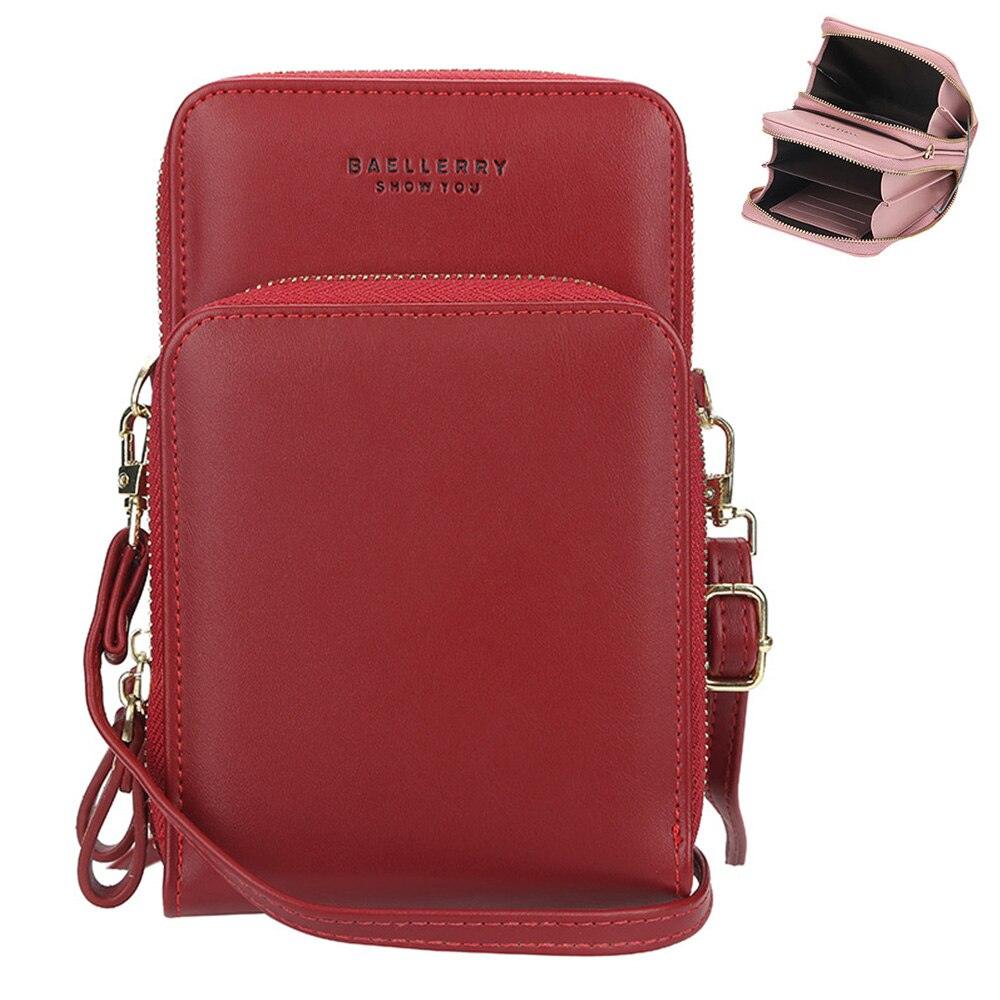 Synthetic Leather Phone Bag with Mini Detail