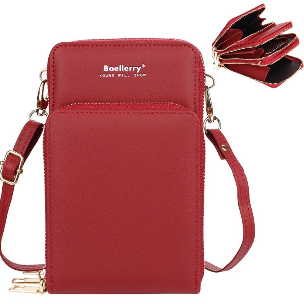 Synthetic Leather Phone Bag with Mini Detail