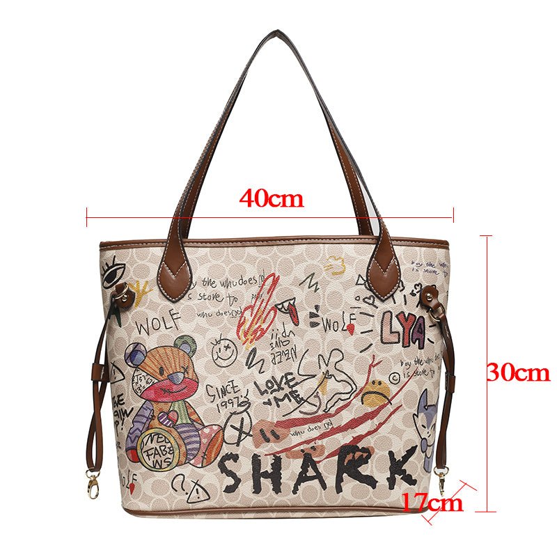 Graffiti-Print Tote Bag