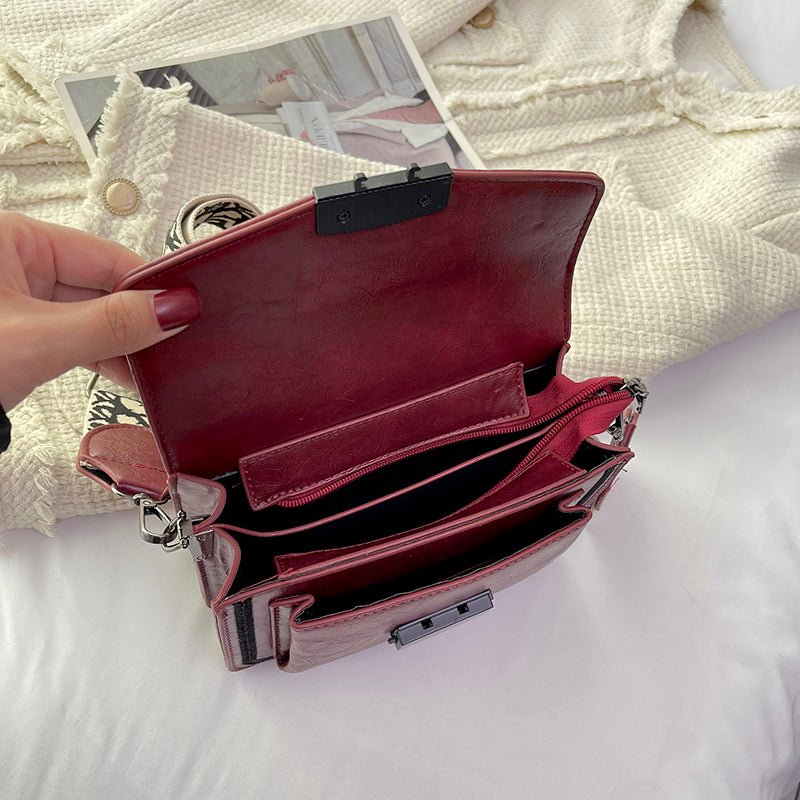 PU Leather Shoulder Bag with Structured Detail