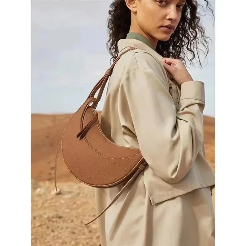 Sculpted Genuine Leather Hobo Bag