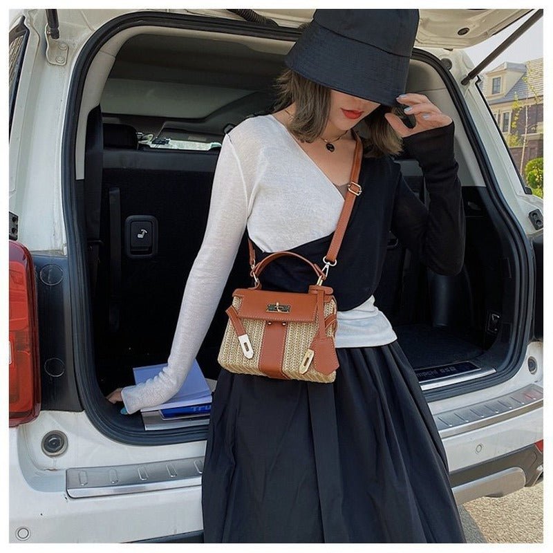 Straw Evening Clutch with Woven Detail