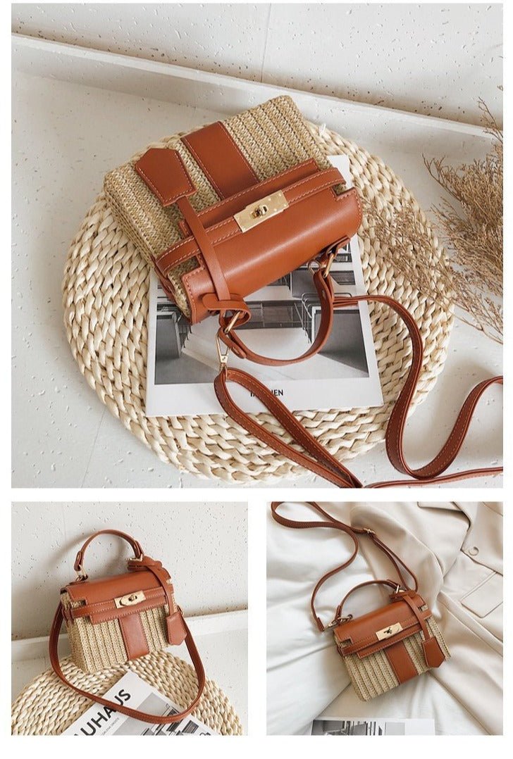 Straw Evening Clutch with Woven Detail