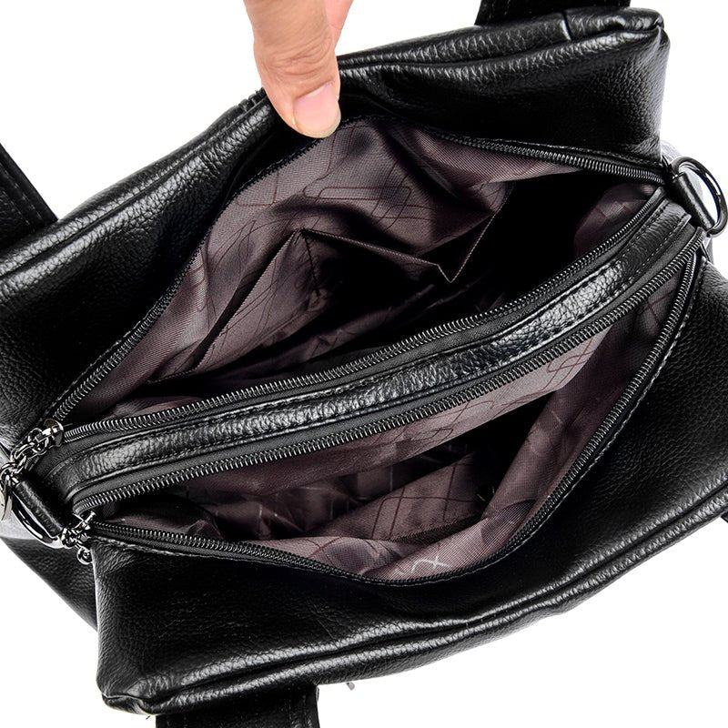 Genuine Leather Bucket Bag with Contemporary Detail