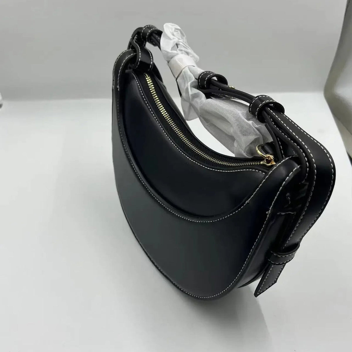 Sculpted Genuine Leather Hobo Bag