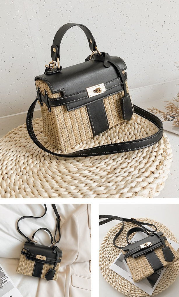 Straw Evening Clutch with Woven Detail