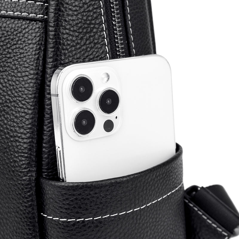 Genuine Leather Backpack with Polished Detail