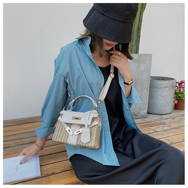 Straw Evening Clutch with Woven Detail