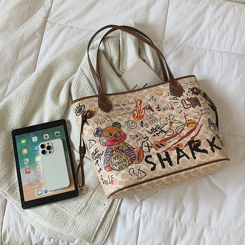 Graffiti-Print Tote Bag